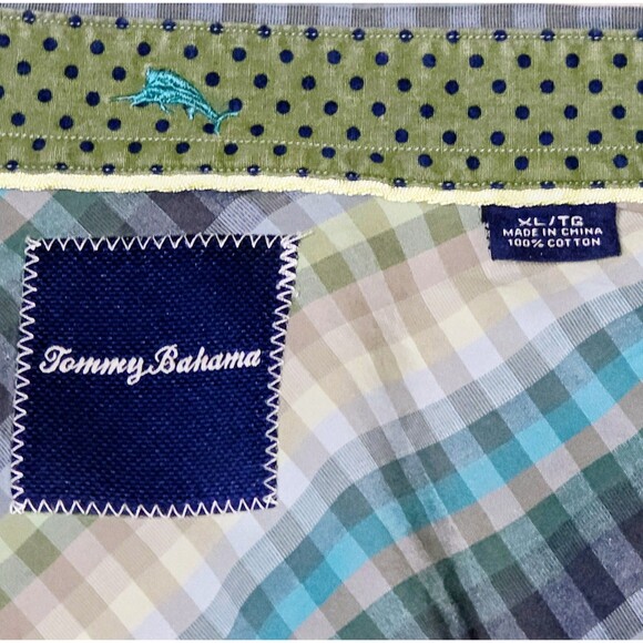 Tommy Bahama Shirt Mens XL Multicolor Turqoise Teal Check Button Up Long Sleeve - Picture 2 of 6